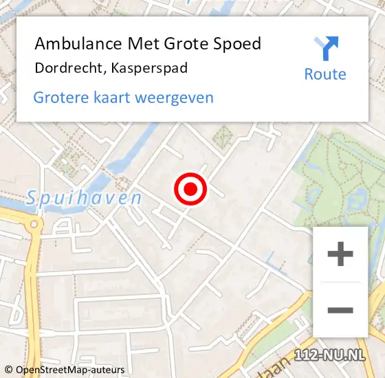 Locatie op kaart van de 112 melding: Ambulance Met Grote Spoed Naar Dordrecht, Kasperspad op 19 januari 2020 22:55