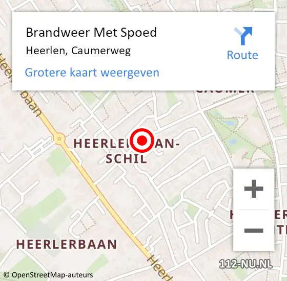 Locatie op kaart van de 112 melding: Brandweer Met Spoed Naar Heerlen, Caumerweg op 20 januari 2020 00:16