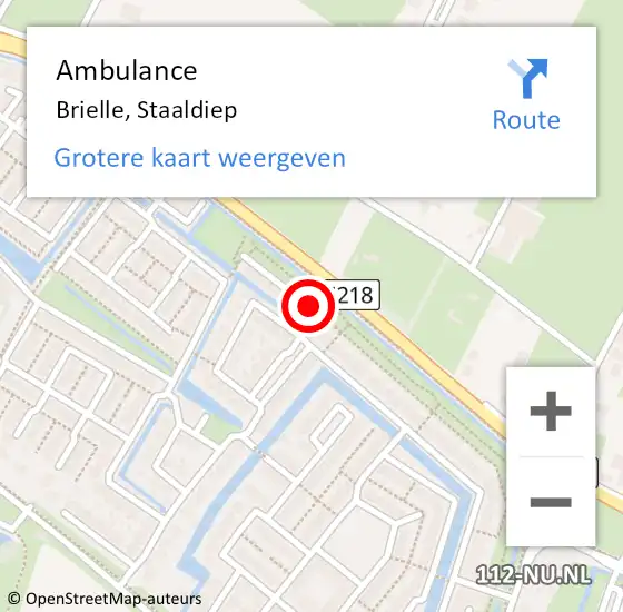 Locatie op kaart van de 112 melding: Ambulance Brielle, Staaldiep op 20 januari 2020 06:59