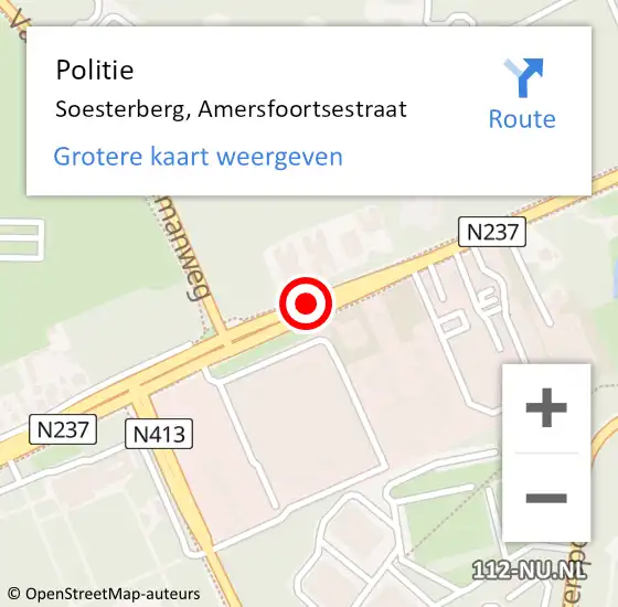 Locatie op kaart van de 112 melding: Politie Soesterberg, Amersfoortsestraat op 20 januari 2020 07:47