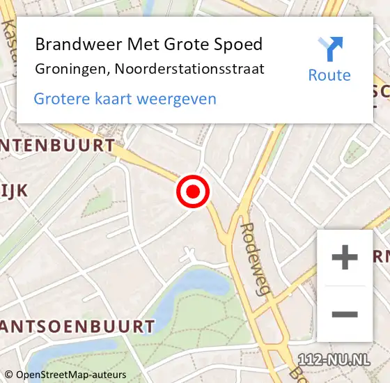 Locatie op kaart van de 112 melding: Brandweer Met Grote Spoed Naar Groningen, Noorderstationsstraat op 20 januari 2020 07:50