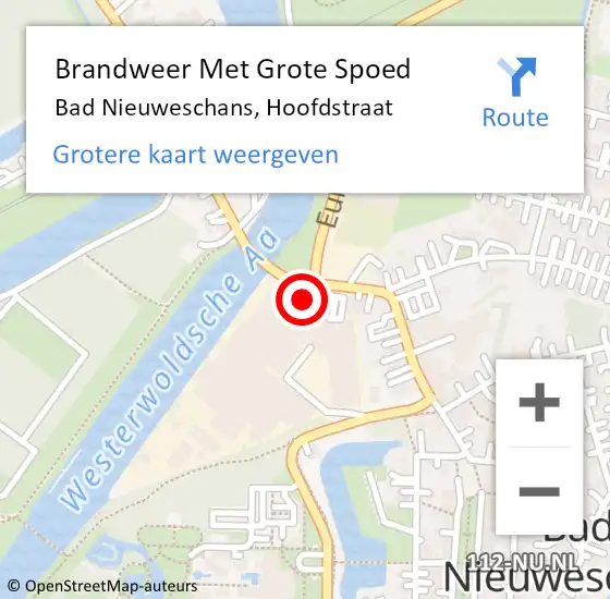 Locatie op kaart van de 112 melding: Brandweer Met Grote Spoed Naar Bad Nieuweschans, Hoofdstraat op 30 september 2013 06:27