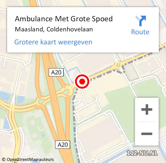 Locatie op kaart van de 112 melding: Ambulance Met Grote Spoed Naar Maasland, Coldenhovelaan op 20 januari 2020 09:22
