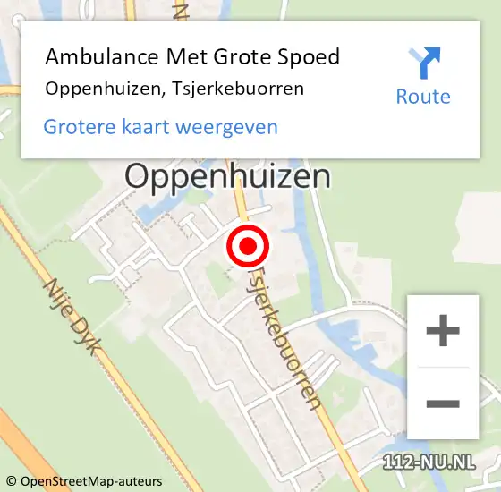 Locatie op kaart van de 112 melding: Ambulance Met Grote Spoed Naar Oppenhuizen, Tsjerkebuorren op 20 januari 2020 09:37