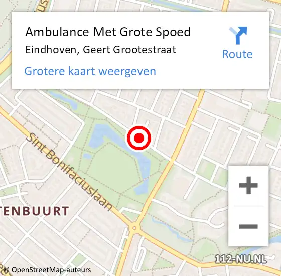 Locatie op kaart van de 112 melding: Ambulance Met Grote Spoed Naar Eindhoven, Geert Grootestraat op 20 januari 2020 09:47