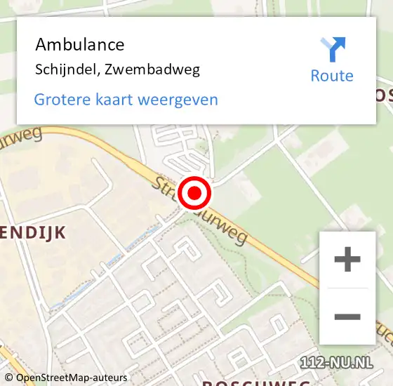 Locatie op kaart van de 112 melding: Ambulance Schijndel, Zwembadweg op 20 januari 2020 10:16