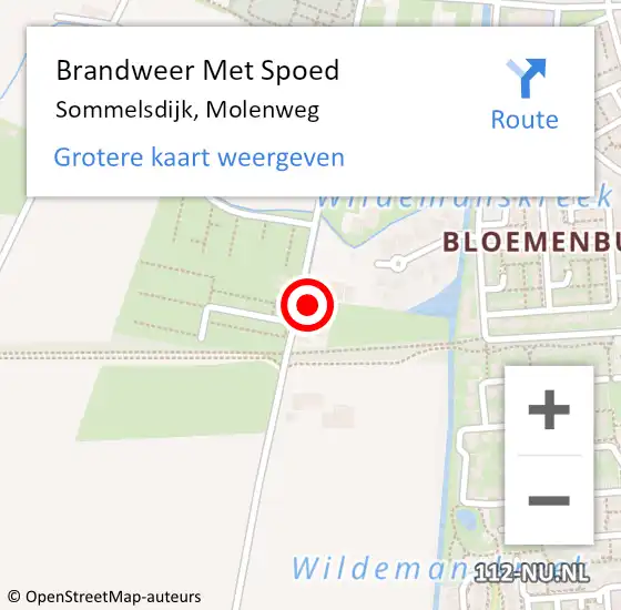 Locatie op kaart van de 112 melding: Brandweer Met Spoed Naar Sommelsdijk, Molenweg op 26 april 2014 02:22