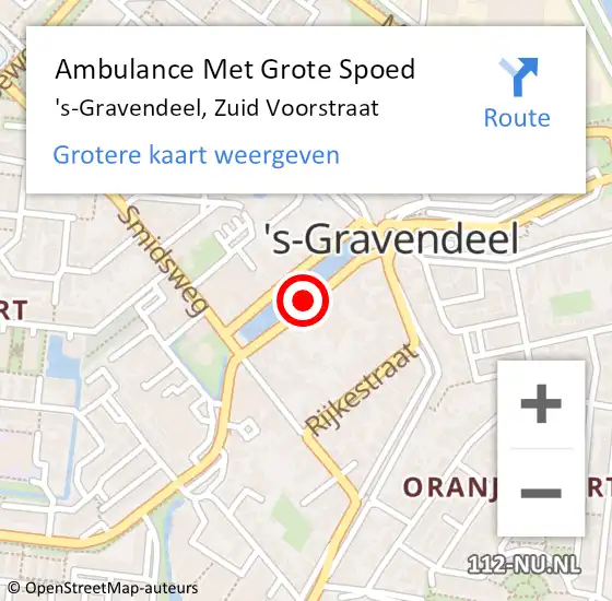 Locatie op kaart van de 112 melding: Ambulance Met Grote Spoed Naar 's-Gravendeel, Zuid Voorstraat op 20 januari 2020 10:39