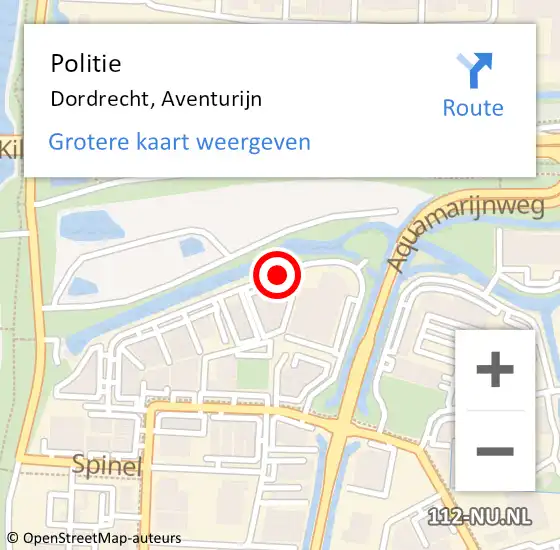 Locatie op kaart van de 112 melding: Politie Dordrecht, Aventurijn op 20 januari 2020 10:57