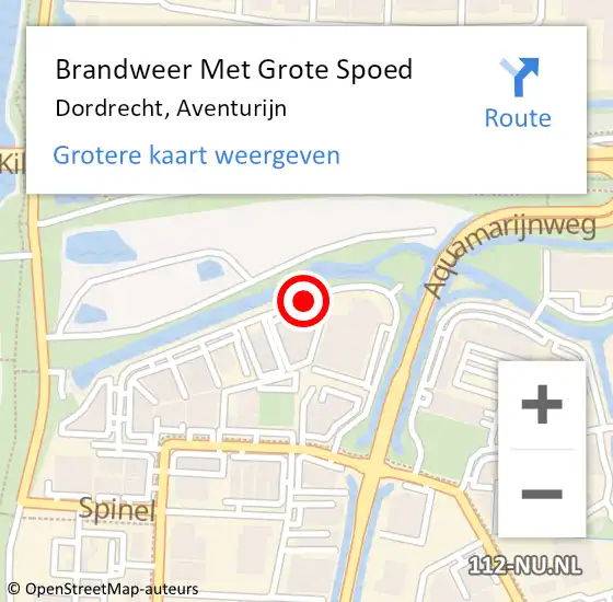Locatie op kaart van de 112 melding: Brandweer Met Grote Spoed Naar Dordrecht, Aventurijn op 20 januari 2020 10:59