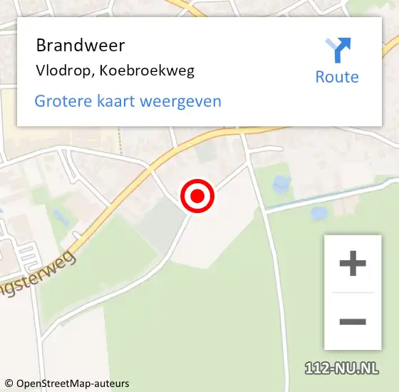 Locatie op kaart van de 112 melding: Brandweer Vlodrop, Koebroekweg op 26 april 2014 02:30