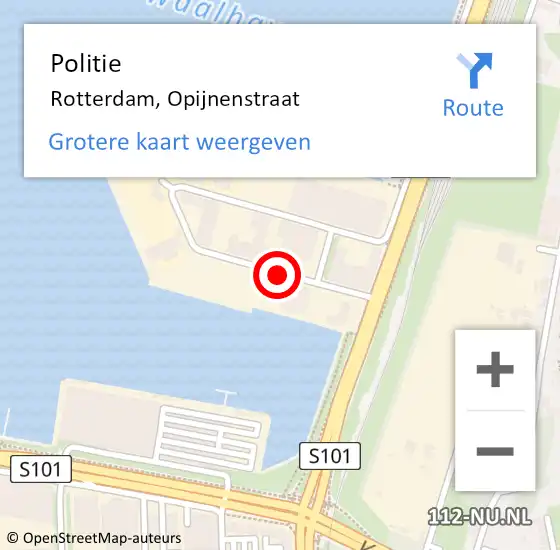 Locatie op kaart van de 112 melding: Politie Rotterdam, Opijnenstraat op 20 januari 2020 11:20
