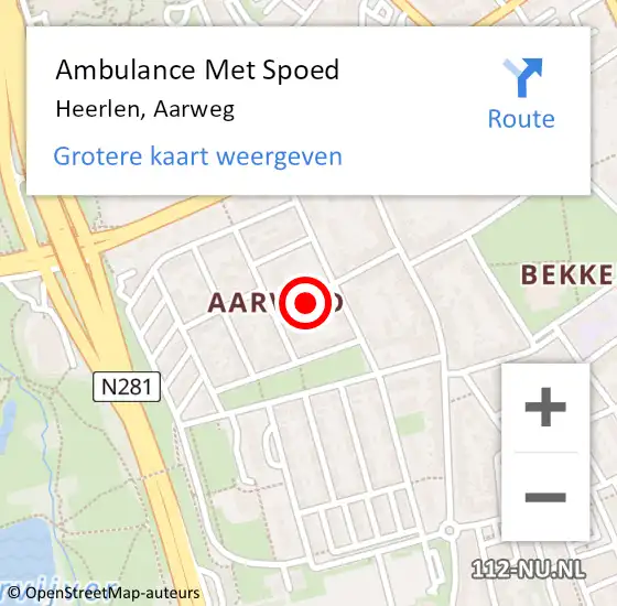 Locatie op kaart van de 112 melding: Ambulance Met Spoed Naar Heerlen, Aarweg op 26 april 2014 02:32