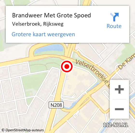 Locatie op kaart van de 112 melding: Brandweer Met Grote Spoed Naar Velserbroek, Rijksweg op 20 januari 2020 11:32