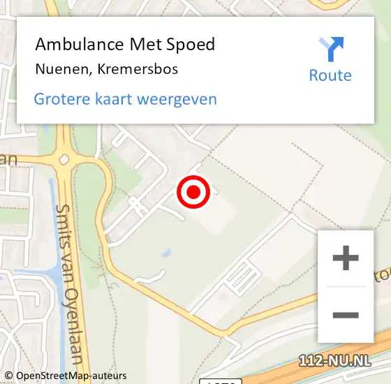 Locatie op kaart van de 112 melding: Ambulance Met Spoed Naar Nuenen, Kremersbos op 20 januari 2020 12:37