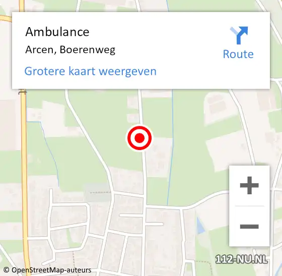 Locatie op kaart van de 112 melding: Ambulance Arcen, Boerenweg op 20 januari 2020 12:59