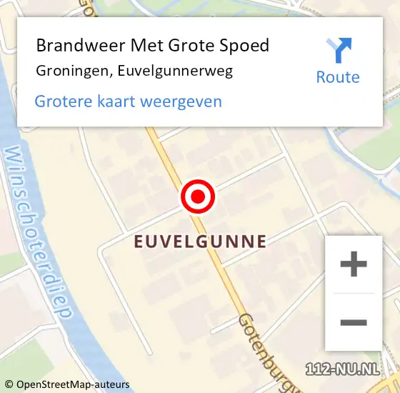 Locatie op kaart van de 112 melding: Brandweer Met Grote Spoed Naar Groningen, Euvelgunnerweg op 20 januari 2020 13:12