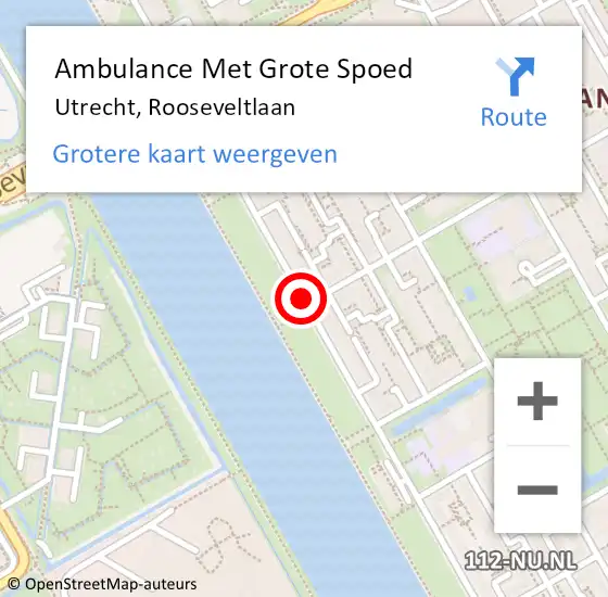 Locatie op kaart van de 112 melding: Ambulance Met Grote Spoed Naar Utrecht, Rooseveltlaan op 20 januari 2020 13:26