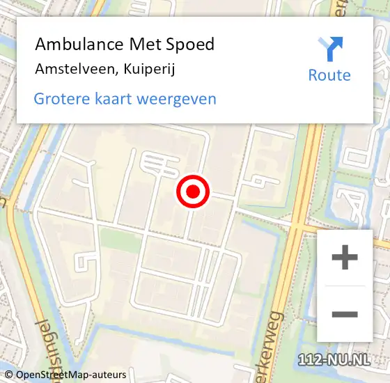 Locatie op kaart van de 112 melding: Ambulance Met Spoed Naar Amstelveen, Kuiperij op 20 januari 2020 13:31