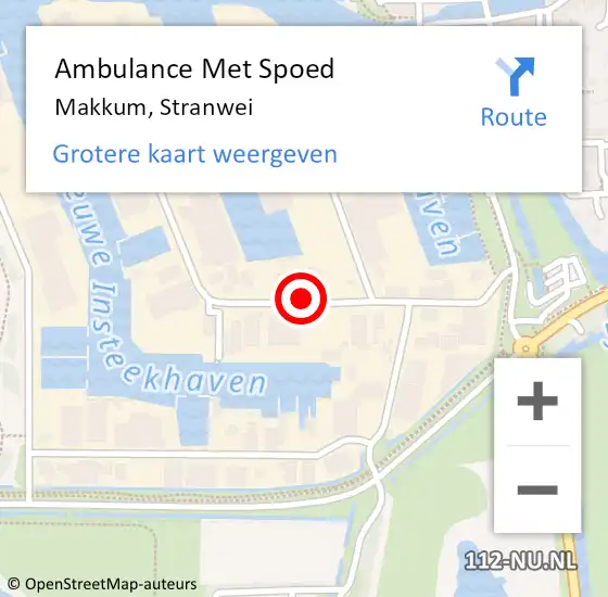 Locatie op kaart van de 112 melding: Ambulance Met Spoed Naar Makkum, Stranwei op 20 januari 2020 14:12