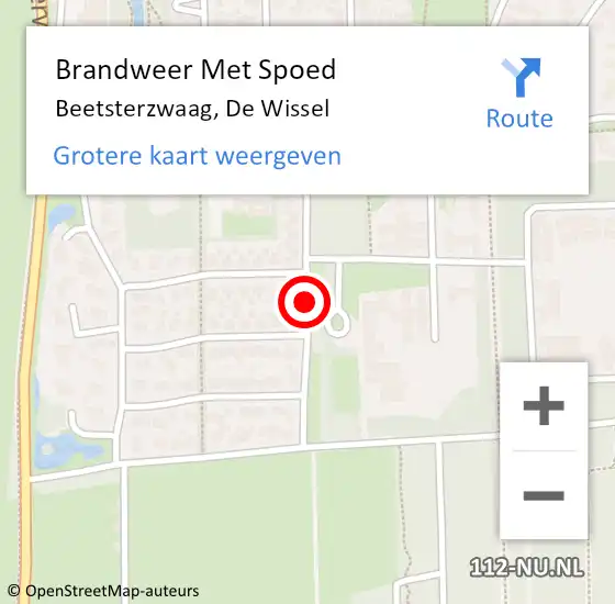 Locatie op kaart van de 112 melding: Brandweer Met Spoed Naar Beetsterzwaag, De Wissel op 20 januari 2020 14:13