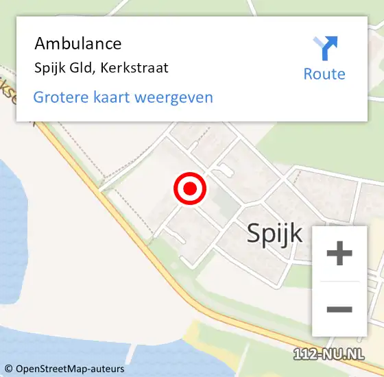Locatie op kaart van de 112 melding: Ambulance Spijk Gld, Kerkstraat op 20 januari 2020 14:45