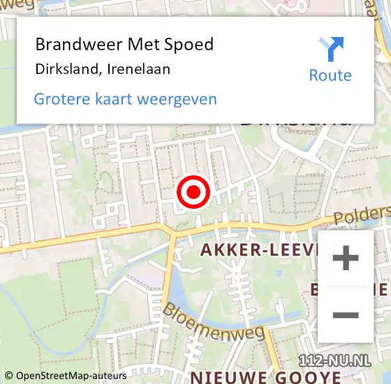 Locatie op kaart van de 112 melding: Brandweer Met Spoed Naar Dirksland, Irenelaan op 26 april 2014 03:18