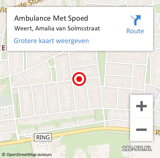 Locatie op kaart van de 112 melding: Ambulance Met Spoed Naar Weert, Amalia van Solmsstraat op 20 januari 2020 15:45