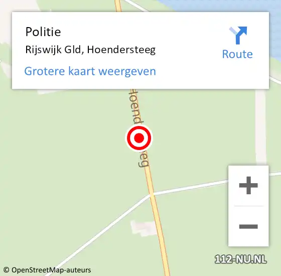 Locatie op kaart van de 112 melding: Politie Rijswijk Gld, Hoendersteeg op 20 januari 2020 16:48