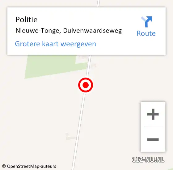 Locatie op kaart van de 112 melding: Politie Nieuwe-Tonge, Duivenwaardseweg op 20 januari 2020 17:22