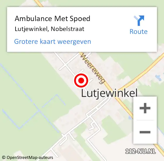 Locatie op kaart van de 112 melding: Ambulance Met Spoed Naar Lutjewinkel, Nobelstraat op 26 april 2014 03:42