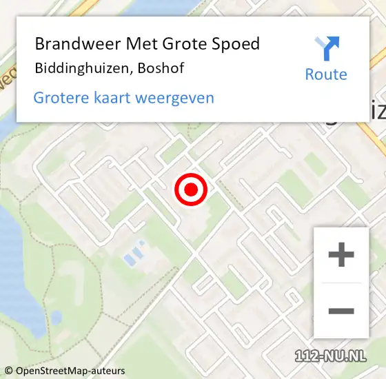 Locatie op kaart van de 112 melding: Brandweer Met Grote Spoed Naar Biddinghuizen, Boshof op 20 januari 2020 17:48