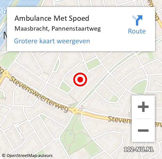 Locatie op kaart van de 112 melding: Ambulance Met Spoed Naar Maasbracht, Pannenstaartweg op 20 januari 2020 17:58