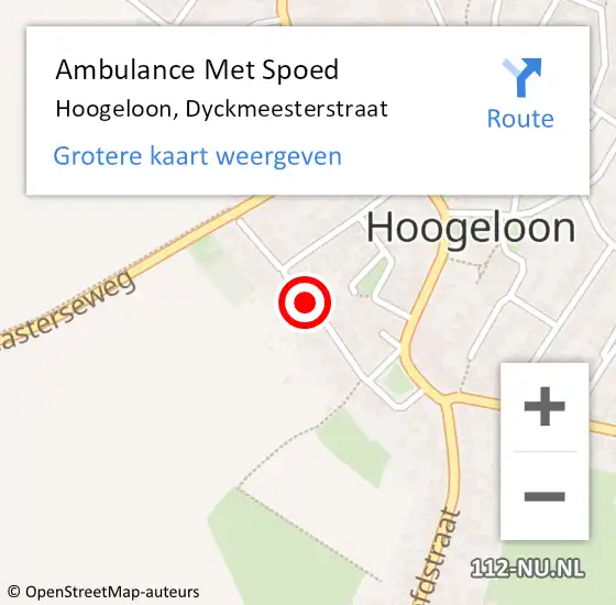 Locatie op kaart van de 112 melding: Ambulance Met Spoed Naar Hoogeloon, Dyckmeesterstraat op 20 januari 2020 18:32