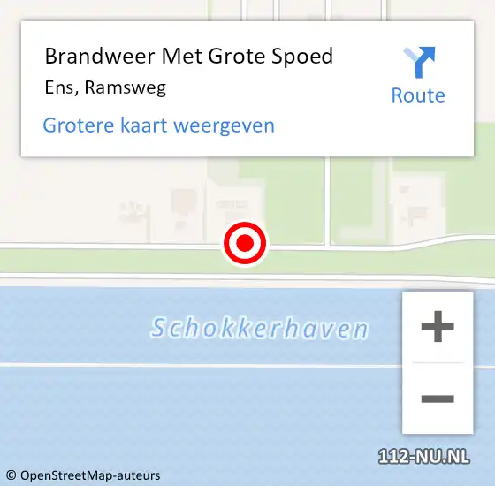 Locatie op kaart van de 112 melding: Brandweer Met Grote Spoed Naar Ens, Ramsweg op 20 januari 2020 18:44