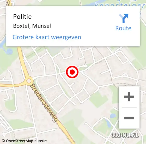 Locatie op kaart van de 112 melding: Politie Boxtel, Munsel op 20 januari 2020 19:07