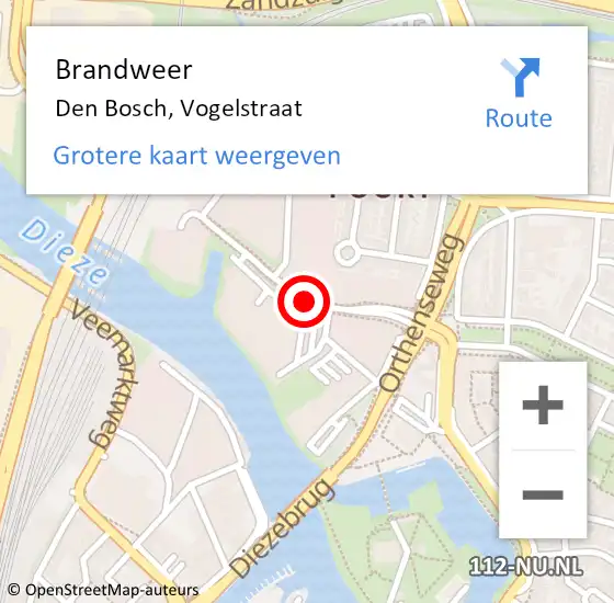 Locatie op kaart van de 112 melding: Brandweer Den Bosch, Vogelstraat op 20 januari 2020 19:08