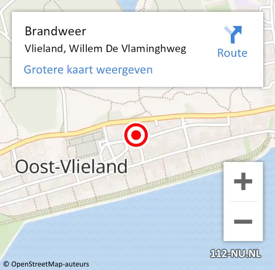 Locatie op kaart van de 112 melding: Brandweer Vlieland, Willem De Vlaminghweg op 20 januari 2020 19:56