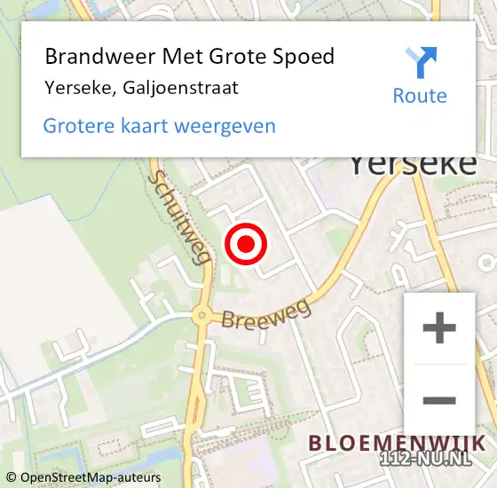 Locatie op kaart van de 112 melding: Brandweer Met Grote Spoed Naar Yerseke, Galjoenstraat op 20 januari 2020 20:30