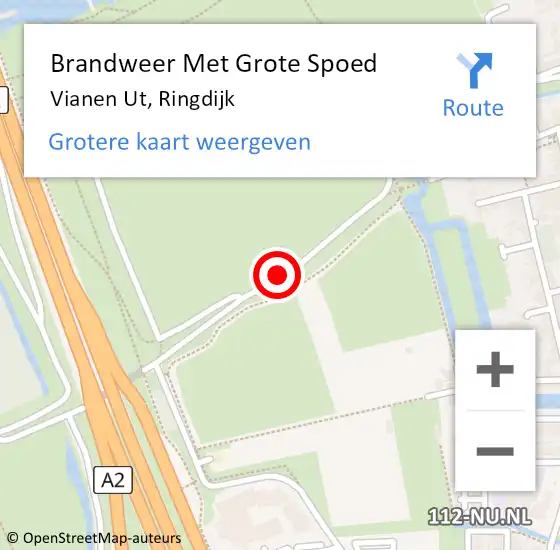 Locatie op kaart van de 112 melding: Brandweer Met Grote Spoed Naar Vianen Ut, Ringdijk op 20 januari 2020 20:31