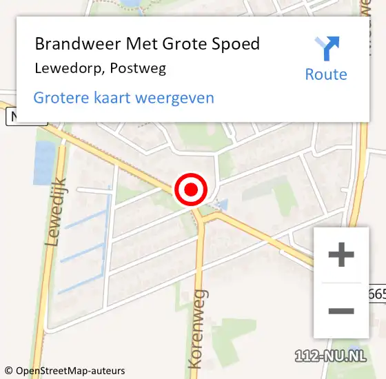 Locatie op kaart van de 112 melding: Brandweer Met Grote Spoed Naar Lewedorp, Postweg op 26 april 2014 04:18