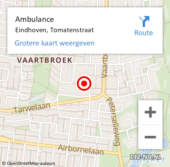 Locatie op kaart van de 112 melding: Ambulance Eindhoven, Tomatenstraat op 20 januari 2020 21:01