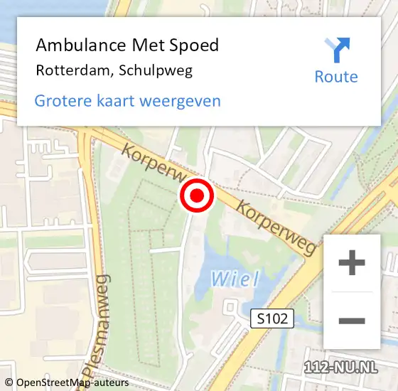 Locatie op kaart van de 112 melding: Ambulance Met Spoed Naar Rotterdam, Schulpweg op 20 januari 2020 21:08
