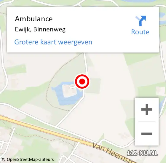 Locatie op kaart van de 112 melding: Ambulance Ewijk, Binnenweg op 20 januari 2020 22:18