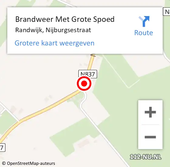 Locatie op kaart van de 112 melding: Brandweer Met Grote Spoed Naar Randwijk, Nijburgsestraat op 20 januari 2020 22:25