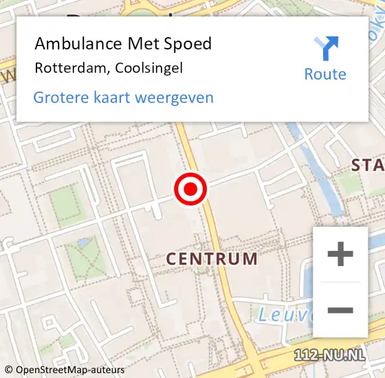 Locatie op kaart van de 112 melding: Ambulance Met Spoed Naar Rotterdam, Coolsingel op 20 januari 2020 23:11
