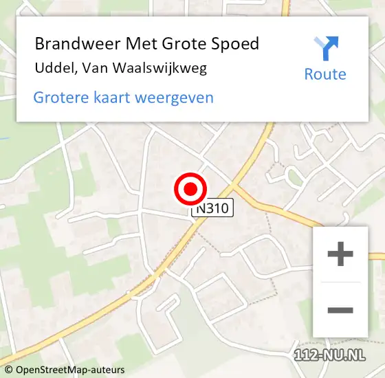 Locatie op kaart van de 112 melding: Brandweer Met Grote Spoed Naar Uddel, Van Waalswijkweg op 20 januari 2020 23:30