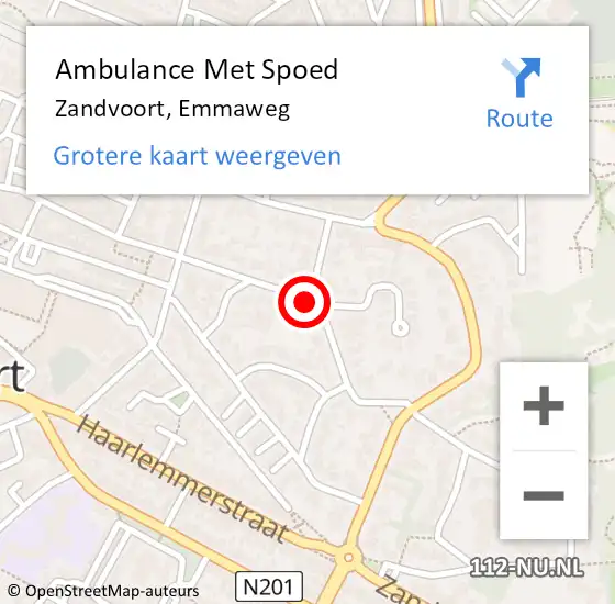 Locatie op kaart van de 112 melding: Ambulance Met Spoed Naar Zandvoort, Emmaweg op 21 januari 2020 00:20