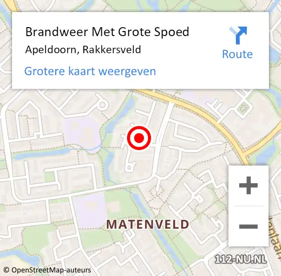 Locatie op kaart van de 112 melding: Brandweer Met Grote Spoed Naar Apeldoorn, Rakkersveld op 21 januari 2020 07:24