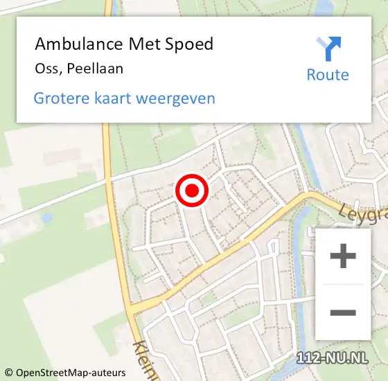 Locatie op kaart van de 112 melding: Ambulance Met Spoed Naar Oss, Peellaan op 21 januari 2020 08:03